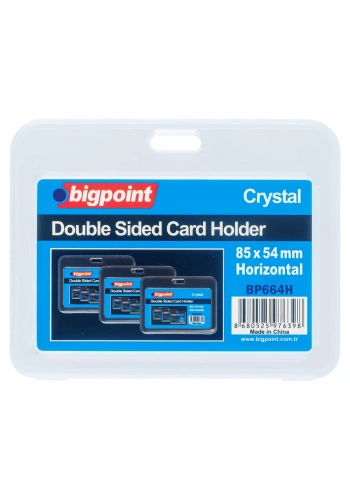 Bigpoint Çift Taraflı Kart Kabı Kristal Yatay Şeffaf 85x54mm