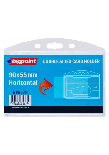 Bigpoint Çift Taraflı Kart Kabı Yatay Şeffaf 90x55mm