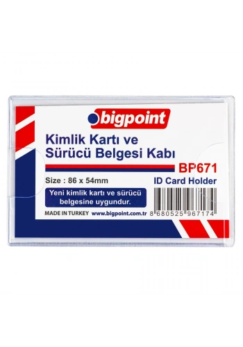 Bigpoint Kimlik, Ehliyet Kabı Yatay Şeffaf 86x54mm