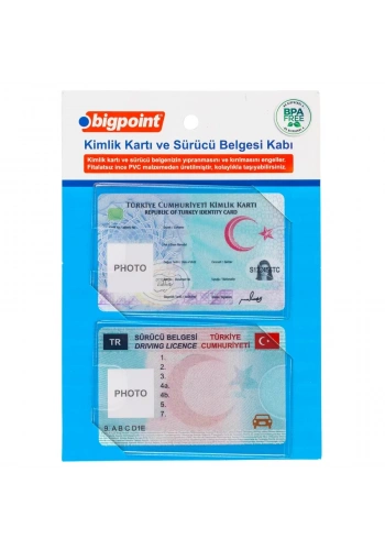 Bigpoint Kimlik ve Ehliyet Kabı Şeffaf 86x54mm 2li Set