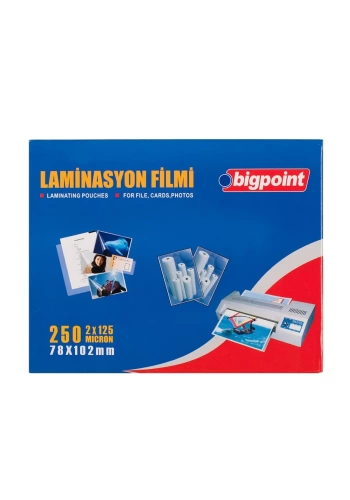 Bigpoint Laminasyon Filmi 78x102mm 125 Mikron 100lü Kutu