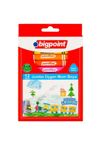 Bigpoint Jumbo Üçgen Mum Boya 12 Renk