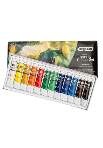 Bigpoint Akrilik Boya Seti 12ml Tüp x 12 Renk