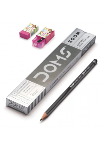 Doms Zoom Köşeli Kurşun Kalem 12li + Silgi + Kalemtraş