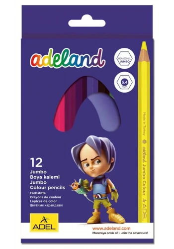 ADEL 12 RENK JUMBO HEXA KURU BOYA TAM BOY 9510001