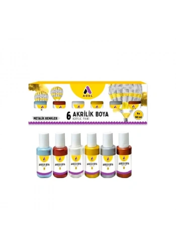 ADEL 6 RENK AKRİLİK BOYA 60 ML METALİK RENK 21880000550