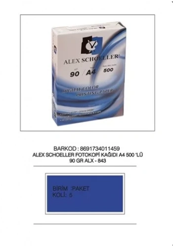ALEX SCHOELLER A4 90 gr FOTOKOPİ KAĞIDI 500 LÜ (ÖZEL FİYAT)