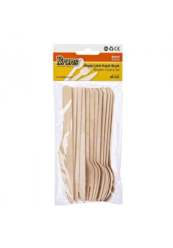 BRONS AHŞAP ÇATAL KAŞIK BIÇAK SETİ NATUREL BR-920