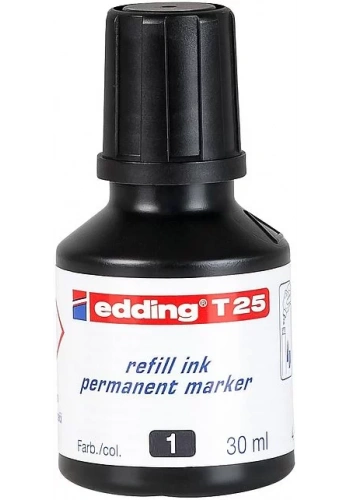 EDDİNG T25 SİYAH PERMANENT MÜREKKEB 25ML