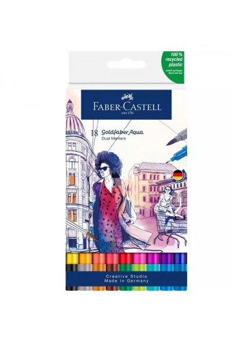 FABER GOLDFABER AQUA ÇİFT UÇLU MARKÖR KALEM 18 Lİ 164618