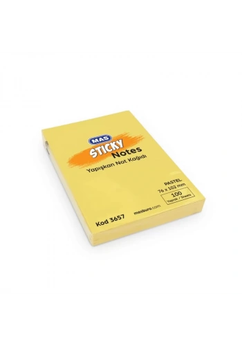 MAS 3657 PASTEL SARI 76x102 100 YP YAPIŞ.NOT KAĞIDI