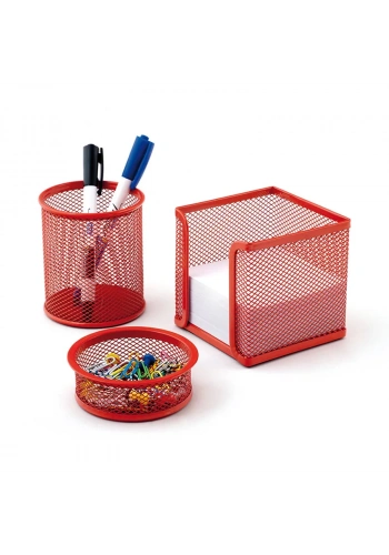 MAS 505 KIRMIZI METAL FİLE 3 LÜ MASA SETİ