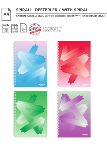 MOPAK 120 YP A4 SPİRALLİ ÇİZGİLİ METOD DEFTERİ