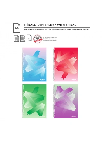 MOPAK 96 YP A4 SPİRALLİ ÇİZGİLİ METOD DEFTERİ