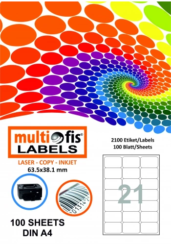 MULTİOFİS 63,5x38,1 mm LASER ETİKET 5024