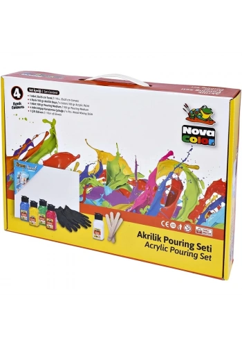 NOVA COLOR AKRİLİK&amp;POURİNG MEDİUM SET PARILTI 12 PARÇA NC-2522