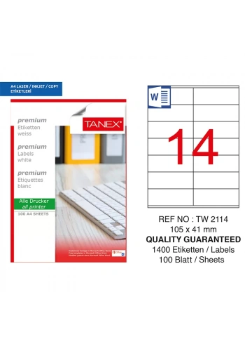 TANEX 105x41 LASER ETİKET TW-2114