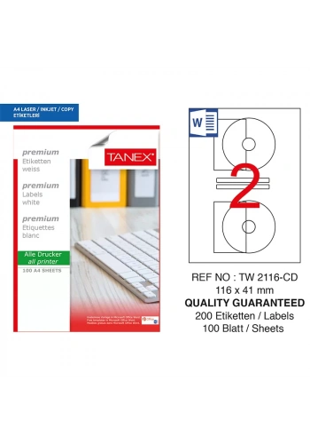 TANEX 116x41 LASER ETİKET TW-2116