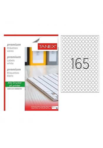 TANEX 15 mm.YUVARLAK RENKLİ LASER ETİKET TW-2215