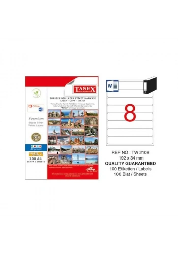 TANEX 192x34 LASER ETİKET TW-2108