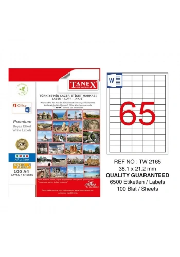 TANEX 38.1x21.2 LASER ETİKET TW-2165