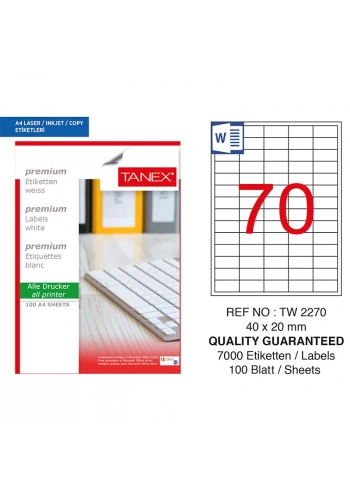 TANEX 40x20 LASER ETİKET TW-2270