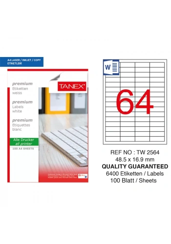 TANEX 48,5x16,9 LASER ETİKET TW-2564
