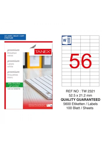 TANEX 52,5x21,2 LASER ETİKET TW-2321