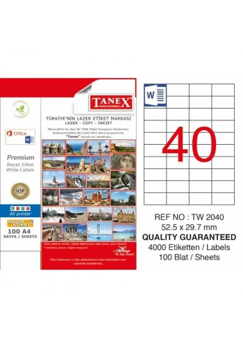 TANEX 52,5x29.7 LASER ETİKET TW-2040