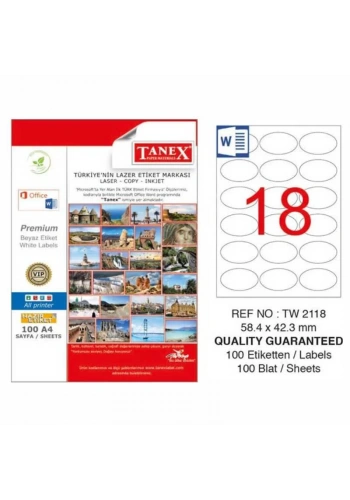TANEX 58,4x42,3 LASER ETİKET TW-2118