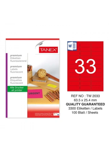 TANEX 63,5x25,4 LASER ETİKET TW-2033