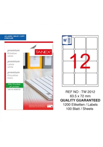 TANEX 63,5x72 LASER ETİKET TW-2012