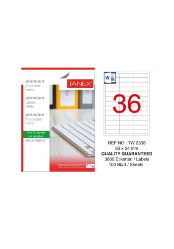 TANEX 63x24 LASER ETİKET TW-2536