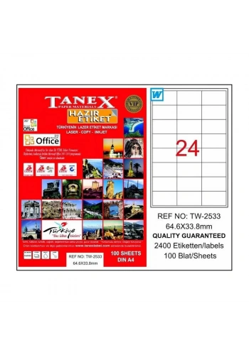 TANEX 64,6x33,8 LASER ETİKET TW-2533