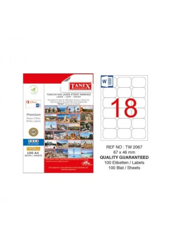 TANEX 67x46 LASER ETİKET TW-2067