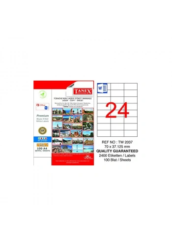 TANEX 70x37.125 LASER ETİKET TW-2037