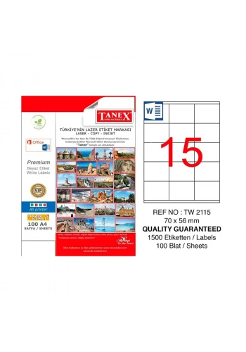 TANEX 70x56 LASER ETİKET TW-2115