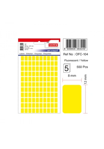 TANEX OFC-104 SARI  8x12 mm OFİS ETİKETİ