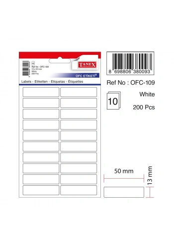 TANEX OFC-109 13x50 mm BEYAZ OFİS ETİKETİ