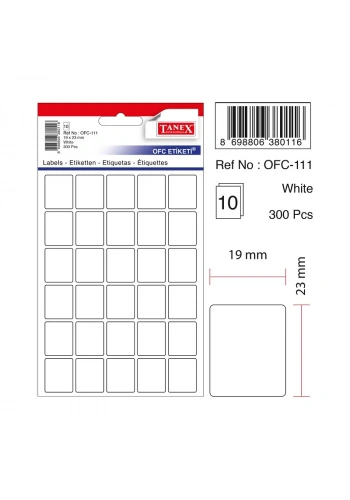 TANEX OFC-111 19x23 mm BEYAZ OFİS ETİKETİ