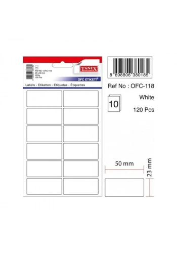 TANEX OFC-118 23x50 mm BEYAZ OFİS ETİKETİ