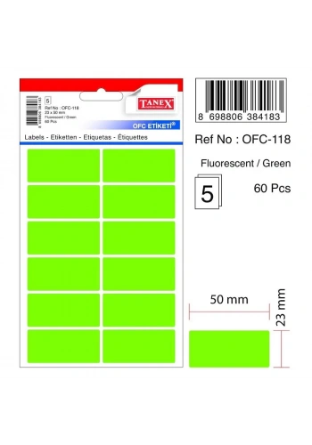 TANEX OFC-118 YEŞİL 23x50 mm OFİS ETİKETİ