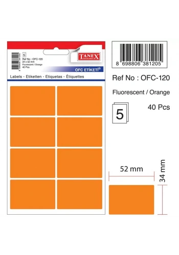 TANEX OFC-120 TURUNCU 34x52 mm OFİS ETİKETİ