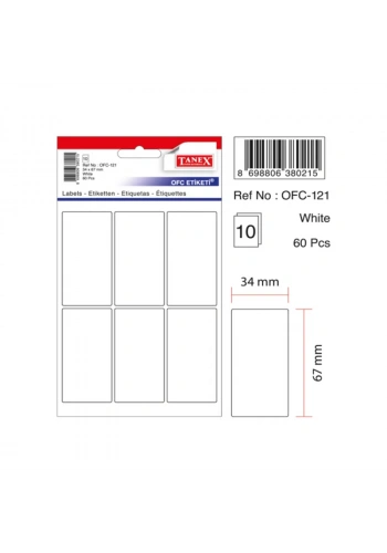 TANEX OFC-121 34x67 mm BEYAZ OFİS ETİKETİ