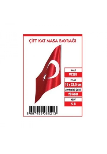 VATAN 15x22,5 ÇİFT KAT MASA BAYRAĞI VT201