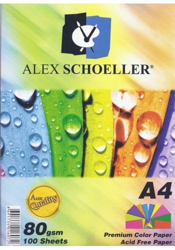 Alex Schoeller Renkli Çizgisiz Kağıt 10 Renk 100’lü Paket