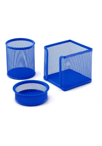 Mas 505 Metal Perforeli 3’lü Masa Seti Mavi