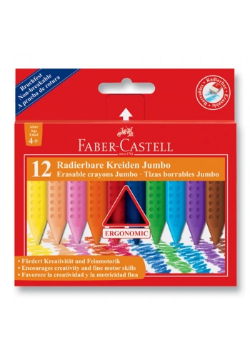 Faber Castell Grip Jumbo Silinebilir Mum Boya 12 Renk 122540