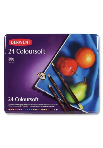 Derwent Coloursoft Kuru Boya Kalemi 24 Renk Teneke Kutu DW0701027
