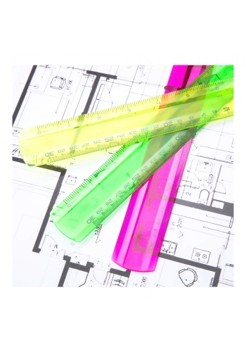 Deli Cetvel Şeffaf Renkli 30cm G00302